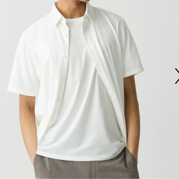 Theory Men's Sylvian Short Sleeve Button Down White Shirt Size XL Cotton Blend - Picture 1 of 13